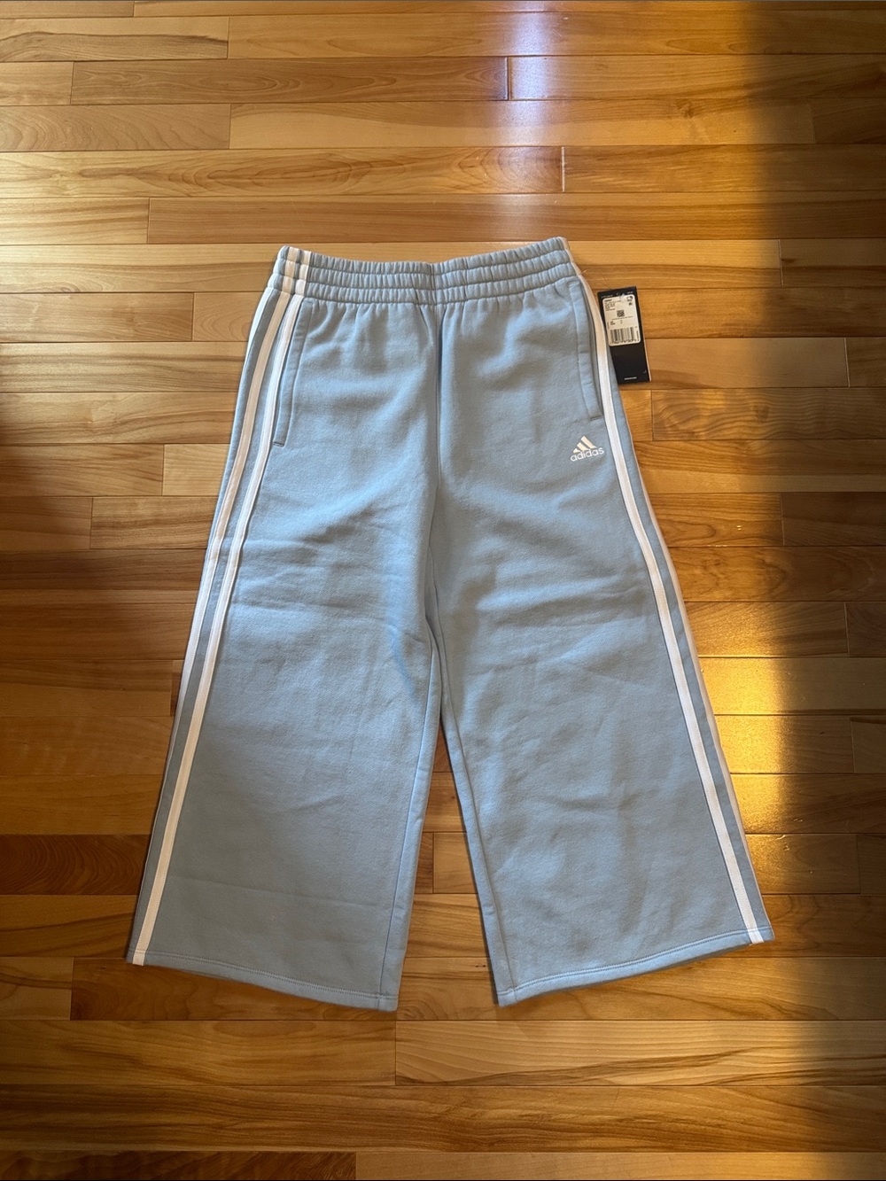 adidas Kids Light Blue Sweatpants with White Side Stripes